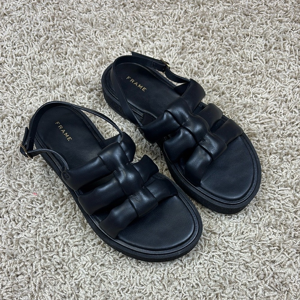 Frame black leather sandals sz 36 - Picture 1 of 6